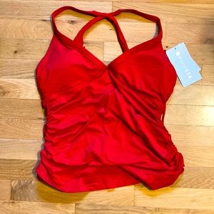 Athleta Side Scrunch Tankini, Red, size Large, NWT